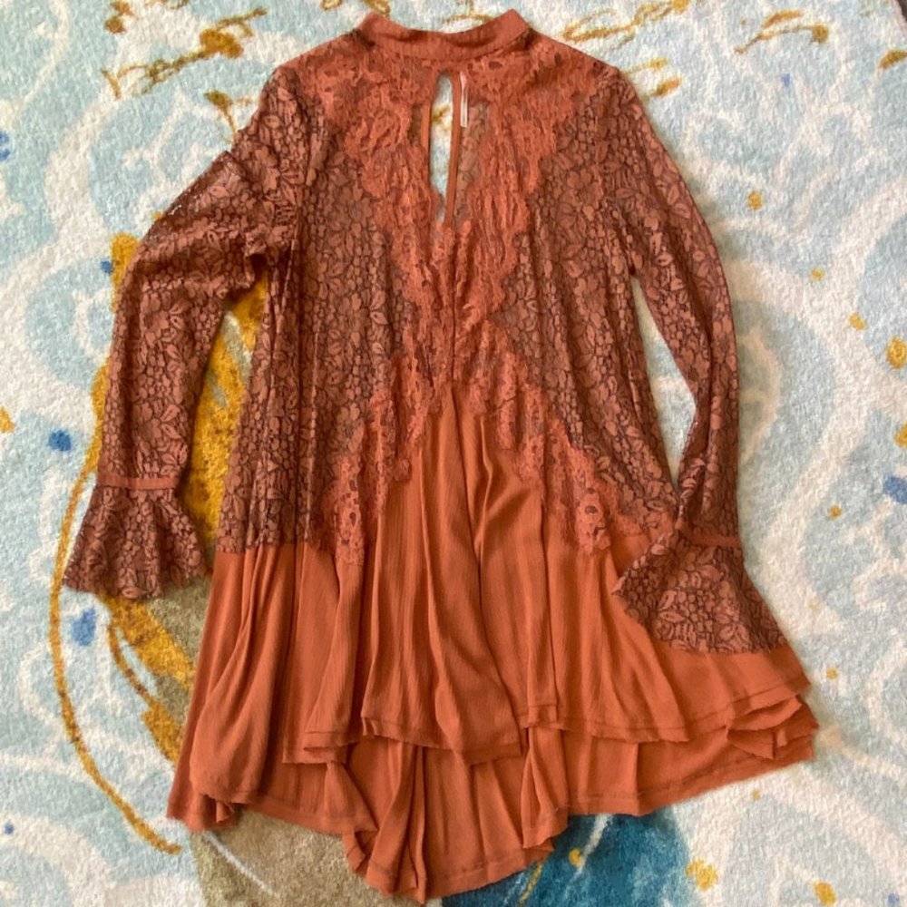 Free People Tell Tale Lace Tunic Dress Size Small Petite